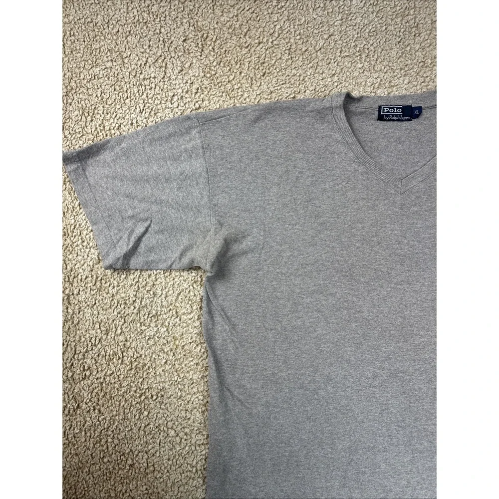 Polo Ralph Lauren Size XL Gray Cotton V Neck T-Shirt New Mens Shirt CLASSIC